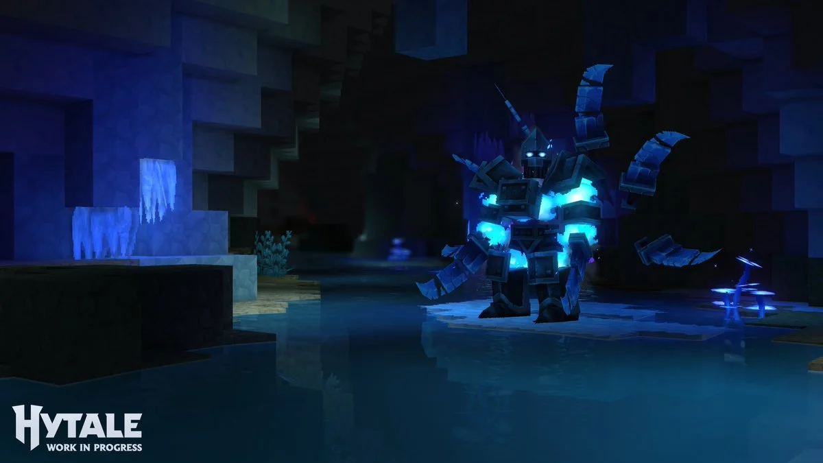 A blue looking Boss creature in Hytale, showcasing the intensity of it's strength